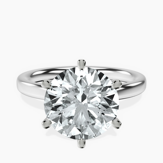 Six Prong Solitaire 2mm Lab Diamond Ring front view