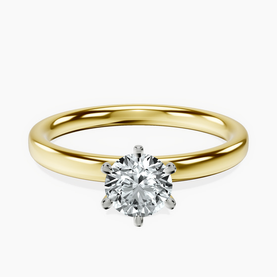 Six Prong Solitaire 2mm Lab Diamond Ring front view