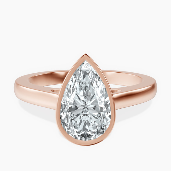 Bezel Set Solitaire Lab Diamond Ring front view