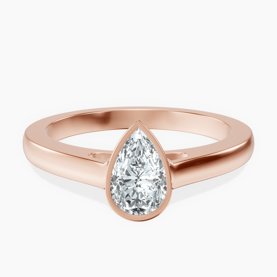 Bezel Set Solitaire Lab Diamond Ring front view