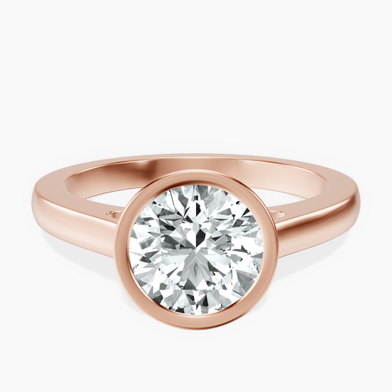 Bezel Set Solitaire Lab Diamond Ring front view