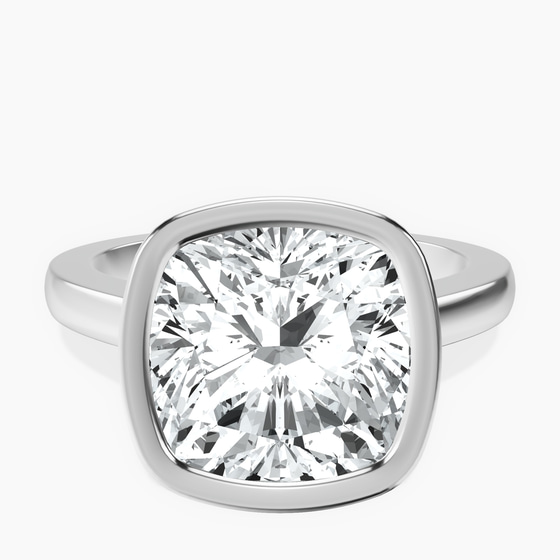 Bezel Set Solitaire Lab Diamond Ring front view