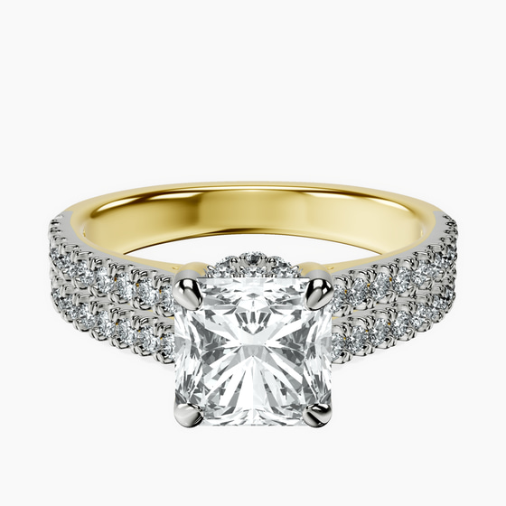 Tosca Secret Halo Double Band Lab Diamond Ring front view