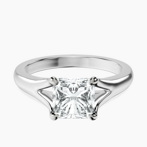 Cathedral Split Shank Solitaire Lab Diamond Ring front view