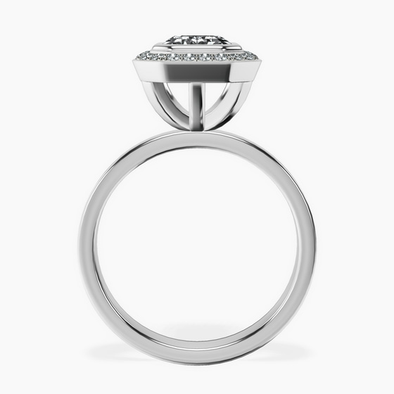 Upturned Dome Bezel Halo Lab Diamond Ring left view