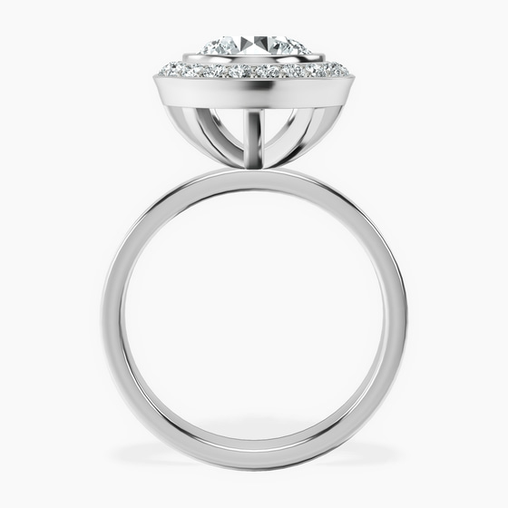 Upturned Dome Bezel Halo Lab Diamond Ring top view