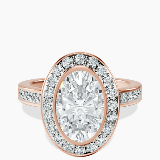 Bell Dome Bezel Halo Eternity Lab Diamond Ring front view