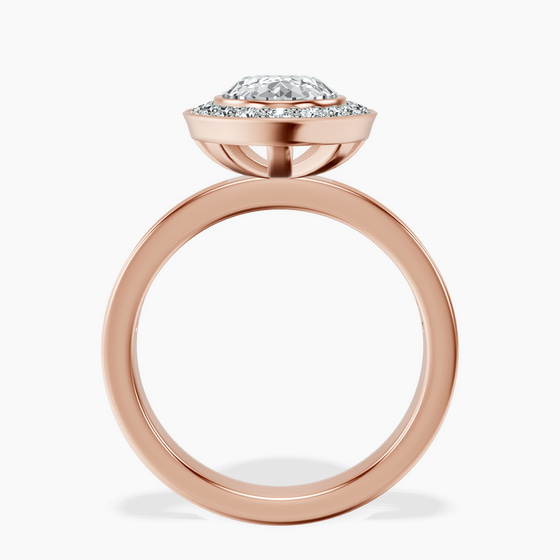 Bell Dome Bezel Halo Eternity Lab Diamond Ring left view