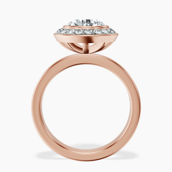 Bell Dome Bezel Halo Eternity Lab Diamond Ring left view