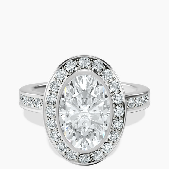 Bell Dome Bezel Halo Eternity Lab Diamond Ring front view