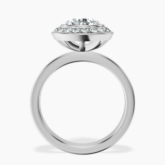 Bell Dome Bezel Halo Eternity Lab Diamond Ring top view