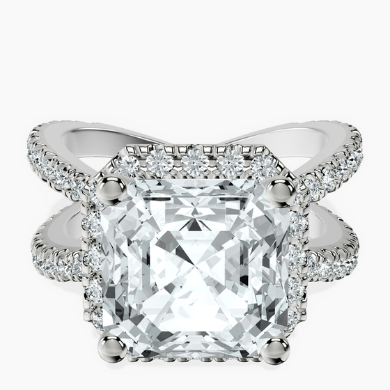 Electra Criss Cross Halo Lab Diamond Ring front view
