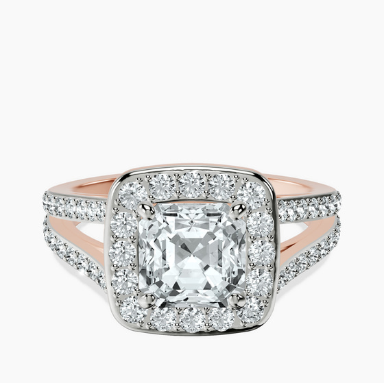 Rosalind Split Shank Halo Lab Diamond Ring front view