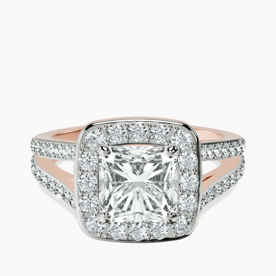 Rosalind Split Shank Halo Lab Diamond Ring front view