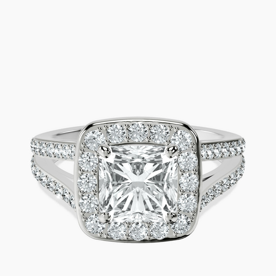 Rosalind Split Shank Halo Lab Diamond Ring front view