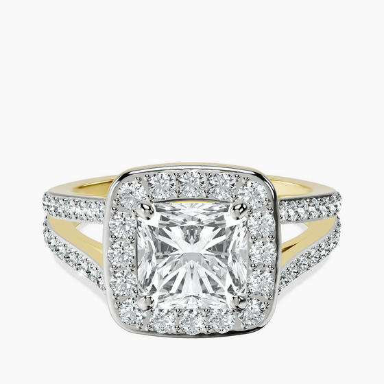 Rosalind Split Shank Halo Lab Diamond Ring front view