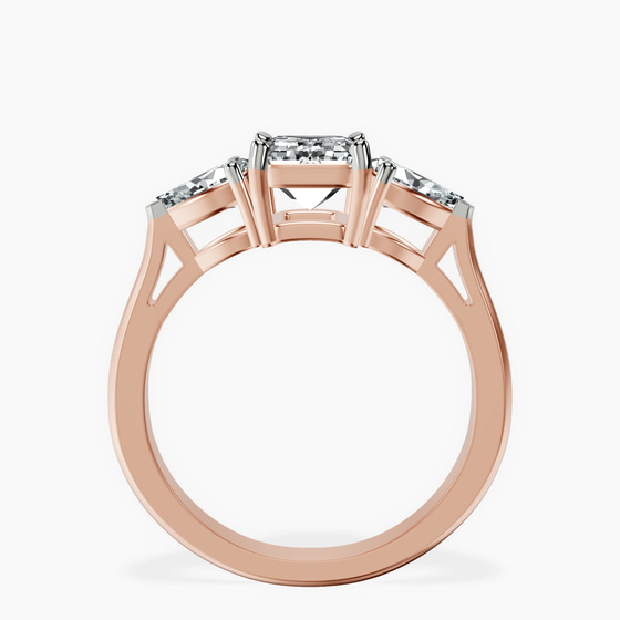 Della Three stone Side Pear Lab Diamond Ring left view