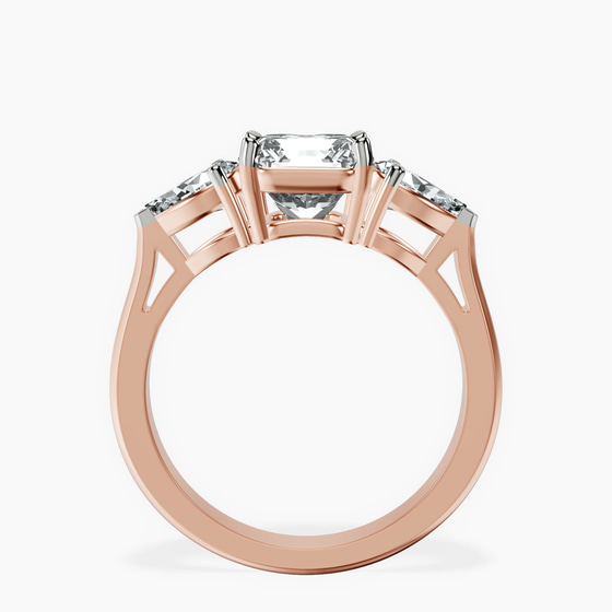 Della Three stone Side Pear Lab Diamond Ring left view