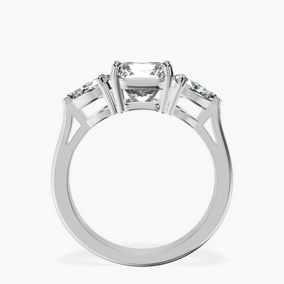 Della Three stone Side Pear Lab Diamond Ring left view