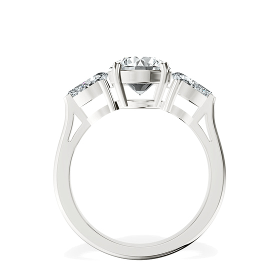 Della Three stone Side Pear Lab Diamond Ring top view