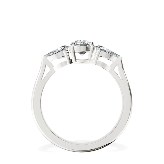 Della Three stone Side Pear Lab Diamond Ring left view