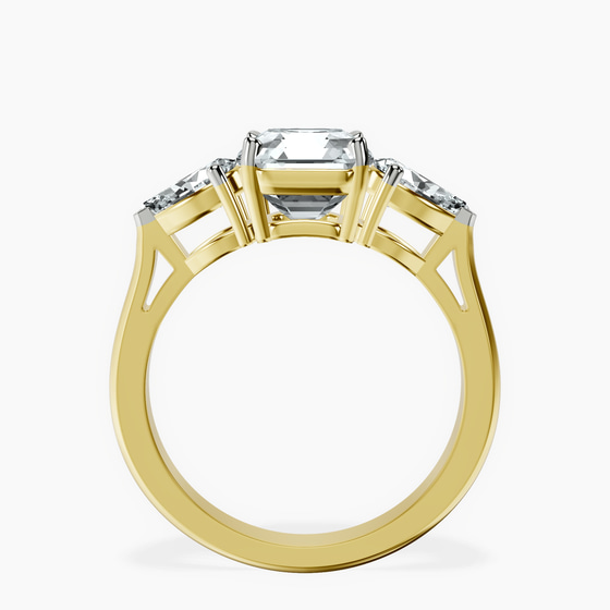 Della Three stone Side Pear Lab Diamond Ring left view