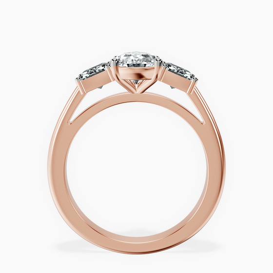 Lauren Three stone Side Emerald Lab Diamond Ring left view