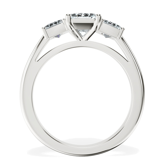 Lauren Three stone Side Emerald Lab Diamond Ring top view