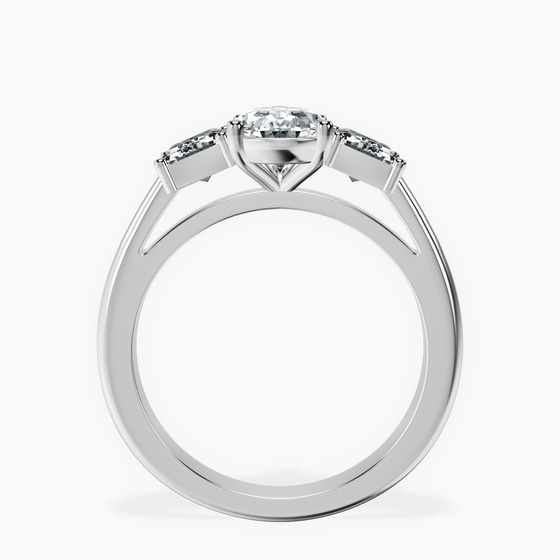 Lauren Three stone Side Emerald Lab Diamond Ring left view