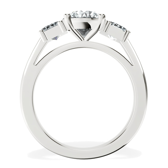 Lauren Three stone Side Emerald Lab Diamond Ring top view