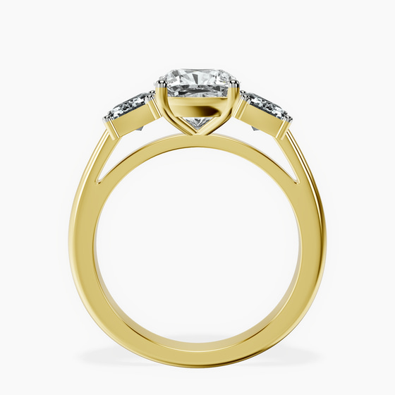 Lauren Three stone Side Emerald Lab Diamond Ring left view