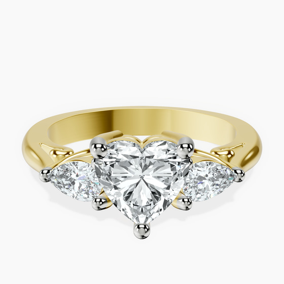 Leona Three stone Side Pear Lab Diamond Ring front view