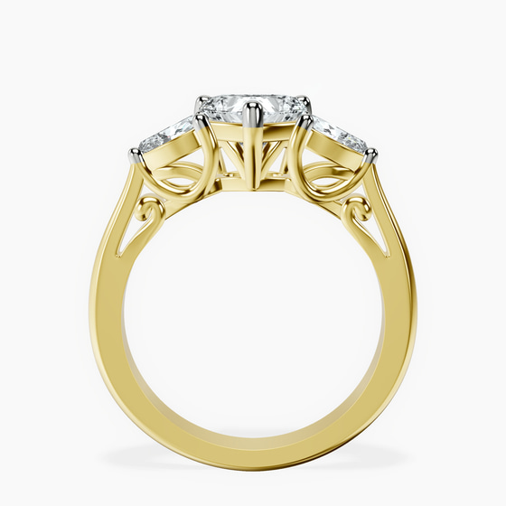 Leona Three stone Side Pear Lab Diamond Ring left view