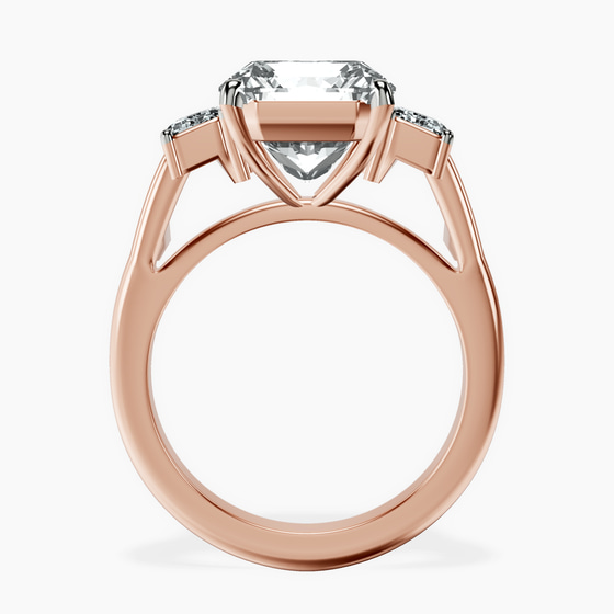 Denise Three stone Side Emerald Lab Diamond Ring left view