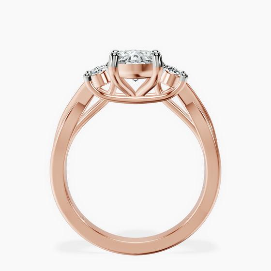 Dionne Three Stone Side Oval Lab Diamond Ring left view