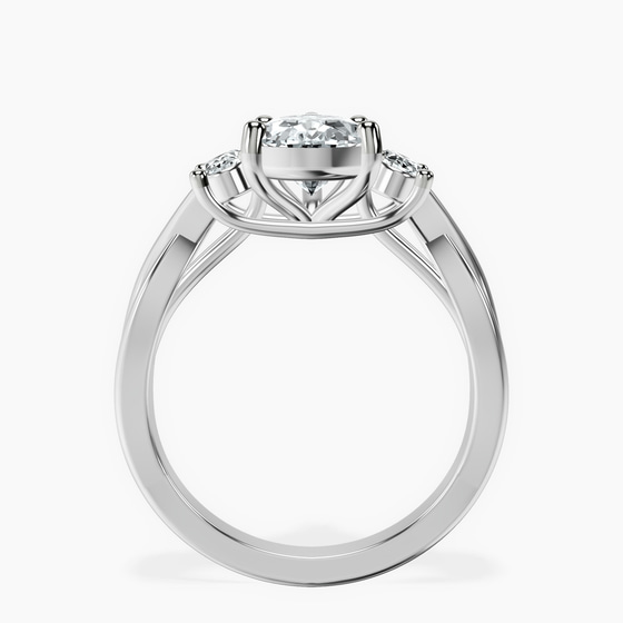 Dionne Three Stone Side Oval Lab Diamond Ring left view