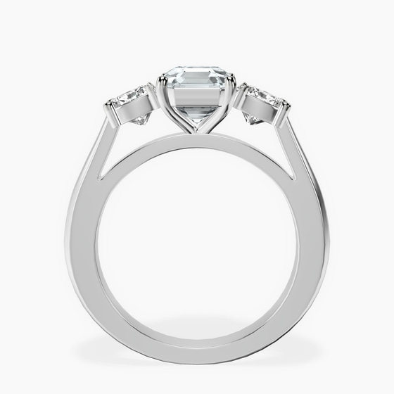 Kinsley Three Stone Side Cushion Lab Diamond Ring left view