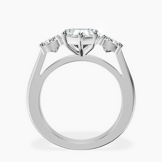 Kinsley Three Stone Side Cushion Lab Diamond Ring left view