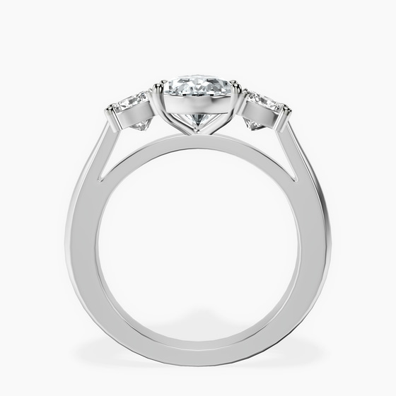 Kinsley Three Stone Side Cushion Lab Diamond Ring left view