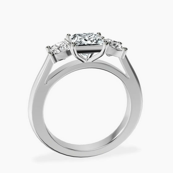 Kinsley Three Stone Side Cushion Lab Diamond Ring left view