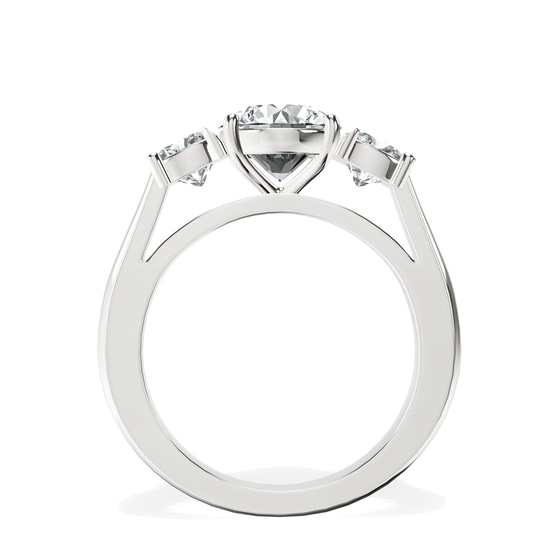 Kinsley Three Stone Side Cushion Lab Diamond Ring top view