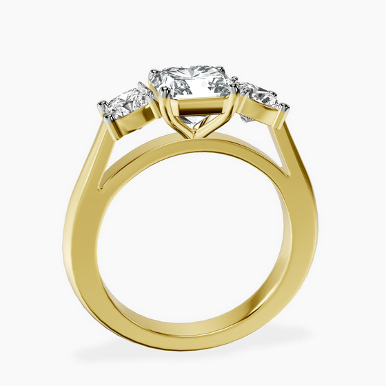 Kinsley Three Stone Side Cushion Lab Diamond Ring left view