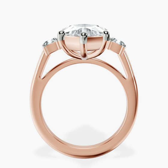Emery Three Stone Side Cushion Lab Diamond Ring left view