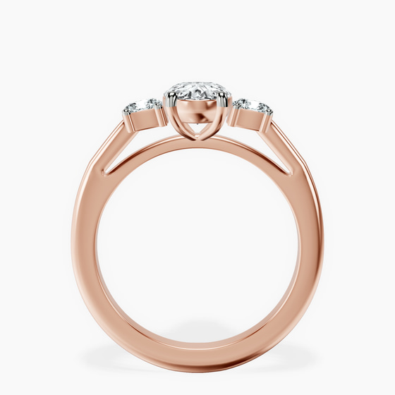 Emery Three Stone Side Cushion Lab Diamond Ring left view