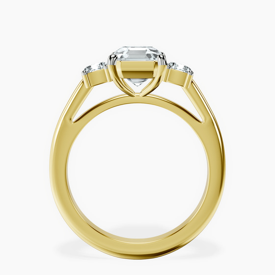 Emery Three Stone Side Cushion Lab Diamond Ring left view