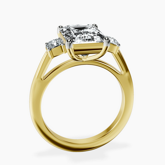 Emery Three Stone Side Cushion Lab Diamond Ring left view