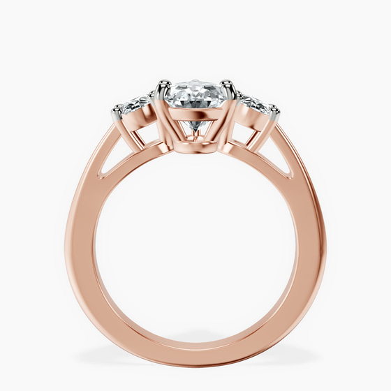 Bethany Three Stone Side Oval Lab Diamond Ring left view