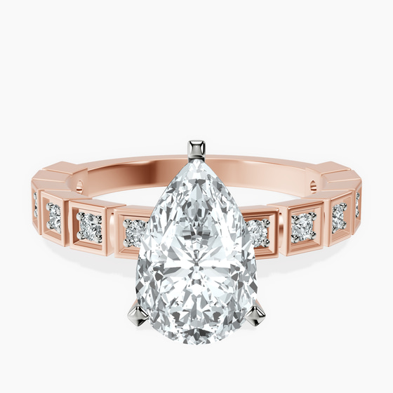 Cheryl Side Stone Lab Diamond Ring front view