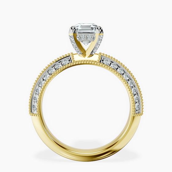 Dua Side Stone Knife Edge Lab Diamond Ring left view