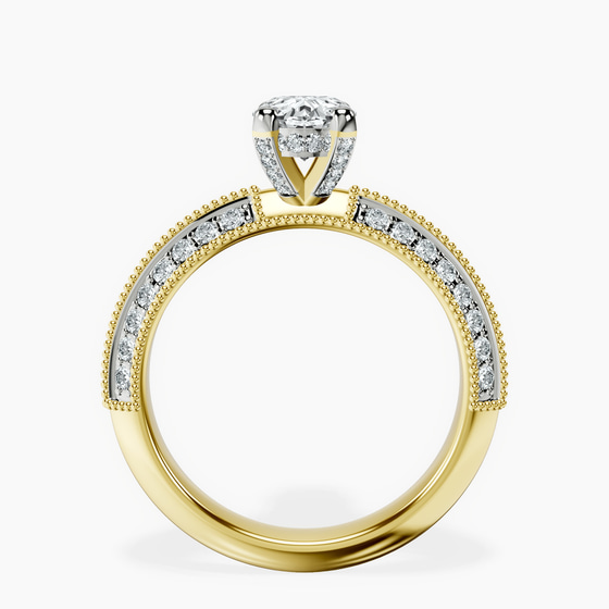 Dua Side Stone Knife Edge Lab Diamond Ring left view